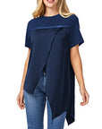 PU Strap Irregular Split Hem T-Shirt