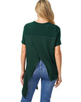 PU Strap Irregular Split Hem T-Shirt