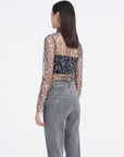 High Collar Color Contrast Print Light Long-Sleeved T-Shirt