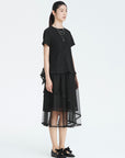 Trendy Crew Neck Sequin Mesh Short Sleeve T-Shirt