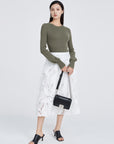 Pull On Midi Skirt With Pleats