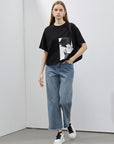 Anime Print Loose Cropped T-shirt