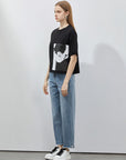 Anime Print Loose Cropped T-shirt