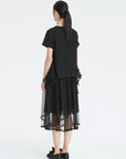 Trendy Crew Neck Sequin Mesh Short Sleeve T-Shirt