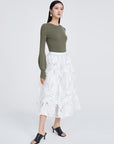 Pull On Midi Skirt With Pleats