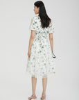 Smudged Mesh Off-the-shoulder Puff Sleeve Dress