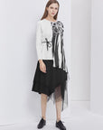 Casual Round Neck Color Contrast Printing Waist Long Sleeve T-Shirt
