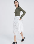 Pull On Midi Skirt With Pleats