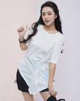 Waist Detailed Irregular Hem T-Shirt