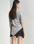 Waist Detailed Irregular Hem T-Shirt