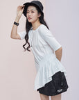 Waist Detailed Irregular Hem T-Shirt