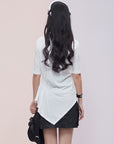 Waist Detailed Irregular Hem T-Shirt