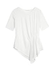 Waist Detailed Irregular Hem T-Shirt