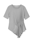 Waist Detailed Irregular Hem T-Shirt