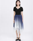Gradient Color Mesh A-Line Skirt