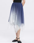 Gradient Color Mesh A-Line Skirt