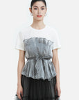 Slim Fit Color-blocked Mesh T-shirt