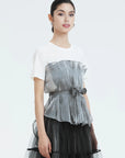 Slim Fit Color-blocked Mesh T-shirt
