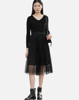 V-Neck Sequins Long-Sleeved Dress