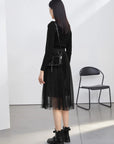 V-Neck Sequins Long-Sleeved Dress