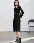V-Neck Sequins Long-Sleeved Dress