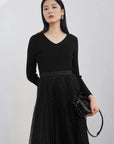 V-Neck Sequins Long-Sleeved Dress