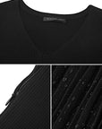 V-Neck Sequins Long-Sleeved Dress
