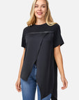 PU Strap Irregular Split Hem T-Shirt