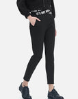 Letter Print Black Trousers