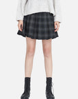Preppy Plaid Fleece Pleated Skirt