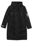 Glossy Zippered Details Hooded Down Coat