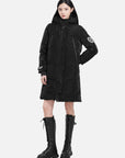 Glossy Zippered Details Hooded Down Coat