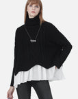 High Neck Stitching Loose Sweater