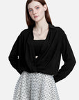 Casual V-Neck Irregular Patchwork Long Sleeve Shirt