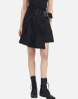 Detailing Belted A-line Pleated Mini Skirt