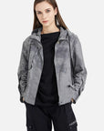 Hooded Short Jacket With Drawstring Letter Printed