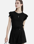 Ruffle Fluttery Sleeve T-Shirt