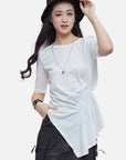 Waist Detailed Irregular Hem T-Shirt