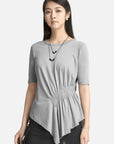 Waist Detailed Irregular Hem T-Shirt