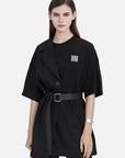 Collar Detailed Belted Loose T-Shirt
