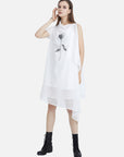 Simple Printed Two-Piece Short-Sleeved Dress With Suspenders