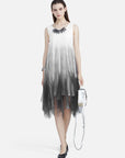 Fashion Round Neck Mesh Stitching Sleeveless Dress