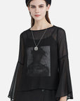 Two-Piece Long-Sleeved Shirt With Fashion Print Suspenders