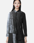 Irregular Long-Sleeved Shirt With Splash Ink