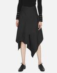 Pinstriped Irregular Hemline Midi Skirt