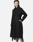 Commuter Style Patchwork Receiving Waist Long Trench Coat