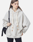 Drawstring Plush Lining Loose Hoodie