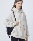 Drawstring Plush Lining Loose Hoodie