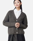 Vintage Ribbed V-Neck Pocket Loose Knit Cardigan