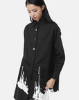 Raw-edged Metallic Buttons Shirt